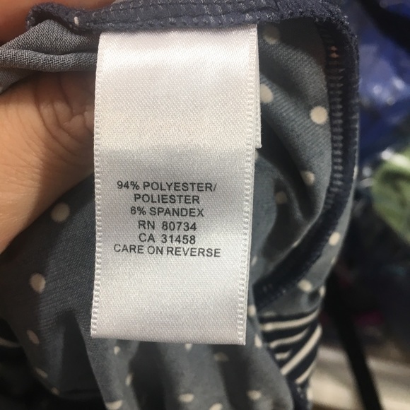 BCBG Max Azria gray blue & white faux wrap blouse - Picture 5 of 6